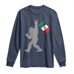Bigfoot Rock On Hold Mexico Flag Sasquatch Believers Long Sleeve Shirt TS14 Navy Print Your Wear