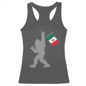 Bigfoot Rock On Hold Mexico Flag Sasquatch Believers Racerback Tank Top TS14 Dark Heather Print Your Wear