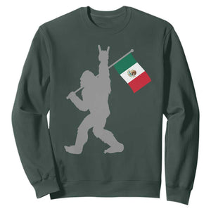Bigfoot Rock On Hold Mexico Flag Sasquatch Believers Sweatshirt TS14 Dark Forest Green Print Your Wear