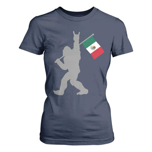 Bigfoot Rock On Hold Mexico Flag Sasquatch Believers T Shirt For Women TS14 Navy Print Your Wear