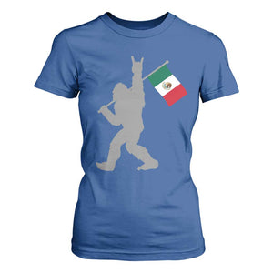 Bigfoot Rock On Hold Mexico Flag Sasquatch Believers T Shirt For Women TS14 Royal Blue Print Your Wear