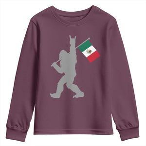 Bigfoot Rock On Hold Mexico Flag Sasquatch Believers Youth Sweatshirt TS14 Maroon Print Your Wear