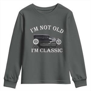 I'm Not Old I'm Classic Youth Sweatshirt Traditional Hot Rod Sedan Tudor Fordor TS14 Dark Heather Print Your Wear