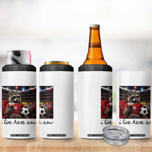 Norway Soccer Football Fan Norge Norwegian Flag 4 in 1 Can Cooler Tumbler Funny Raccoon I Live Here Now TS14 Print Your Wear