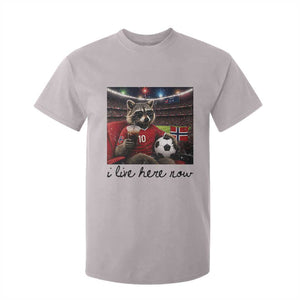 Norway Soccer Football Fan Norge Norwegian Flag T Shirt For Kid Funny Raccoon I Live Here Now TS14 Print Your Wear