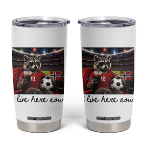 Norway Soccer Football Fan Norge Norwegian Flag Tumbler Cup Funny Raccoon I Live Here Now TS14 White Print Your Wear