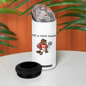 Off to Watch Canada 4 in 1 Can Cooler Tumbler Patriotic Canadian Beaver Football Fan Gift