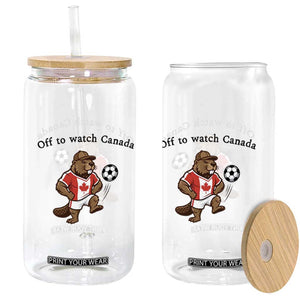 Off to Watch Canada Glass Can Patriotic Canadian Beaver Football Fan Gift