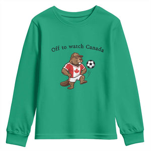 Off to Watch Canada Youth Sweatshirt Patriotic Canadian Beaver Football Fan Gift