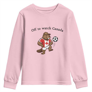Off to Watch Canada Youth Sweatshirt Patriotic Canadian Beaver Football Fan Gift