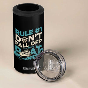 Funny Cruise Ship 4 in 1 Can Cooler Tumbler Rule Number One Do Not Fall Off The Boat TS14 Print Your Wear