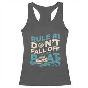 Funny Cruise Ship Racerback Tank Top Rule Number One Do Not Fall Off The Boat TS14 Dark Heather Print Your Wear