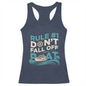 Funny Cruise Ship Racerback Tank Top Rule Number One Do Not Fall Off The Boat TS14 Navy Print Your Wear