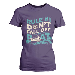 Funny Cruise Ship T Shirt For Women Rule Number One Do Not Fall Off The Boat TS14 Purple Print Your Wear