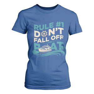Funny Cruise Ship T Shirt For Women Rule Number One Do Not Fall Off The Boat TS14 Royal Blue Print Your Wear