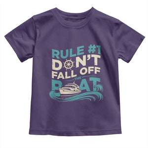 Funny Cruise Ship Toddler T Shirt Rule Number One Do Not Fall Off The Boat TS14 Purple Print Your Wear