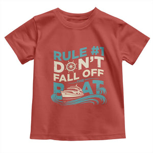 Funny Cruise Ship Toddler T Shirt Rule Number One Do Not Fall Off The Boat TS14 Red Print Your Wear