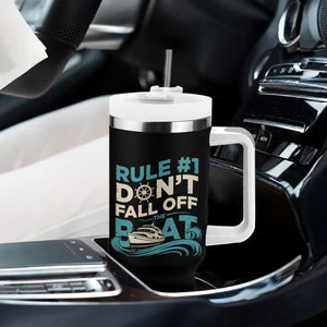 Funny Cruise Ship Tumbler With Handle Rule Number One Do Not Fall Off The Boat TS14 Print Your Wear