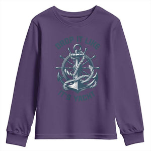 Funny Sailing Cruising Youth Sweatshirt Drop It Like Its Yacht TS14 Purple Print Your Wear