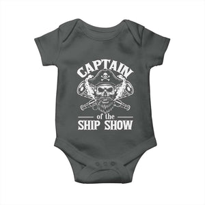 Funny Boat Captain Pun Baby Onesie Captain Of The Ship Show TS14 Dark Heather Print Your Wear