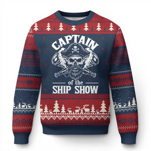 Funny Boat Captain Pun Ugly Christmas Sweater Captain Of The Ship Show TS14 Navy Red Print Your Wear
