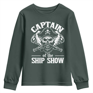 Funny Boat Captain Pun Youth Sweatshirt Captain Of The Ship Show TS14 Dark Forest Green Print Your Wear