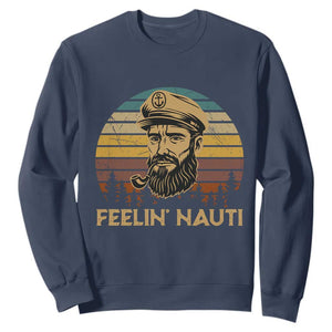 Funny Sailing Boating Sweatshirt Feelin Nauti TS14 Navy Print Your Wear