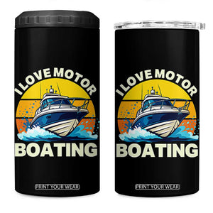 Funny Boater 4 in 1 Can Cooler Tumbler I Love Motorboating TS14 One Size: 16 oz Black Print Your Wear