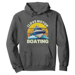 Funny Boater Hoodie I Love Motorboating TS14 Dark Heather Print Your Wear