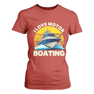 Funny Boater T Shirt For Women I Love Motorboating TS14 Red Print Your Wear