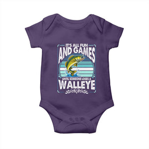 Funny Fishing Baby Onesie It Is All Fun And Games Until Someone Loses A Walleye TS14 Purple Print Your Wear