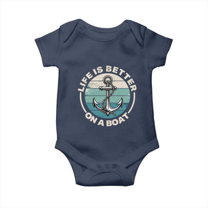 Funny Boating Baby Onesie Life Is Better On A Boat TS14 Navy Print Your Wear