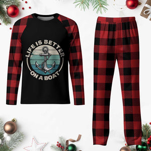 Funny Boating Plaid Pajama Set Life Is Better On A Boat TS14 Buffalo Plaid Print Your Wear