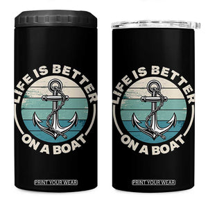 Funny Boating 4 in 1 Can Cooler Tumbler Life Is Better On A Boat TS14 One Size: 16 oz Black Print Your Wear