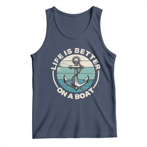 Funny Boating Tank Top Life Is Better On A Boat TS14 Navy Print Your Wear