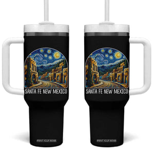 Santa Fe New Mexico Starry Night Style Tumbler With Handle TS14 One Size: 40 oz Black Print Your Wear