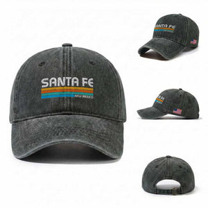 Retro Santa Fe New Mexico Distressed Souvenir Washed Cotton Baseball Cap