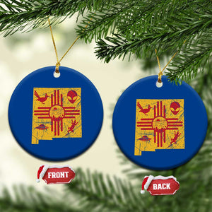 New Mexico State Map Zia Symbol Famous Icons Ceramic Ornament TS14 1pc Blue Print Your Wear
