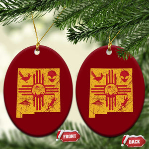 New Mexico State Map Zia Symbol Famous Icons Ceramic Ornament TS14 Print Your Wear