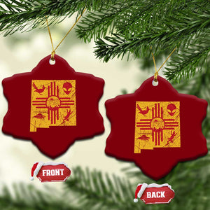 New Mexico State Map Zia Symbol Famous Icons Ceramic Ornament TS14 Print Your Wear