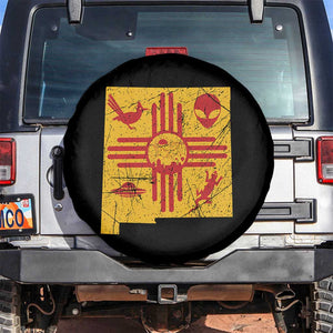 New Mexico State Map Zia Symbol Famous Icons Spare Tire Cover TS14 No hole Black Print Your Wear