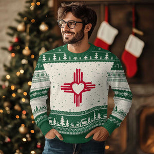 Zia Heart Symbol New Mexico Flag Shirt New Mexican Pride Ugly Christmas Sweater TS14 Beige Green Print Your Wear