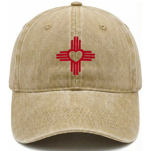 Zia Heart Symbol New Mexico Flag Shirt New Mexican Pride Washed Cotton Baseball Cap TS14 Print Your Wear