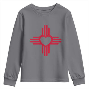 Zia Heart Symbol New Mexico Flag Shirt New Mexican Pride Youth Sweatshirt TS14 Charcoal Print Your Wear