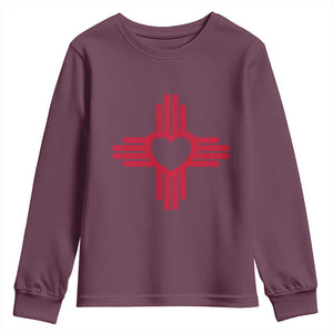 Zia Heart Symbol New Mexico Flag Shirt New Mexican Pride Youth Sweatshirt TS14 Maroon Print Your Wear