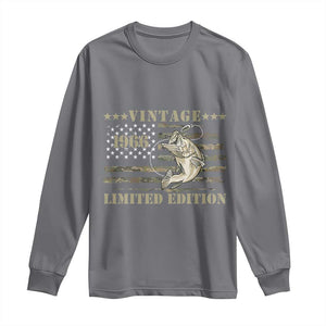 60th Birthday Fishing Vintage 1966 Limited Edition Long Sleeve Shirt Bass Fishing Camouflage American Flag Fisherman Gift
