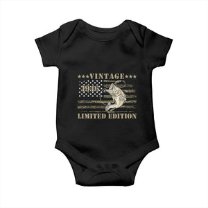 80th Birthday Fishing Vintage 1946 Limited Edition Baby Onesie Bass Fishing Camouflage American Flag Fisherman Gift