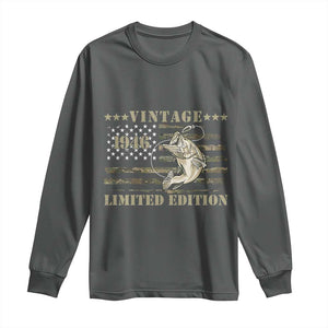80th Birthday Fishing Vintage 1946 Limited Edition Long Sleeve Shirt Bass Fishing Camouflage American Flag Fisherman Gift