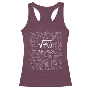 70th Birthday Math Racerback Tank Top Square Root of 4900 Funny Math Nerd 70 Year Old Gift
