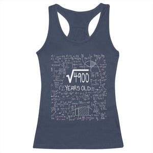 70th Birthday Math Racerback Tank Top Square Root of 4900 Funny Math Nerd 70 Year Old Gift